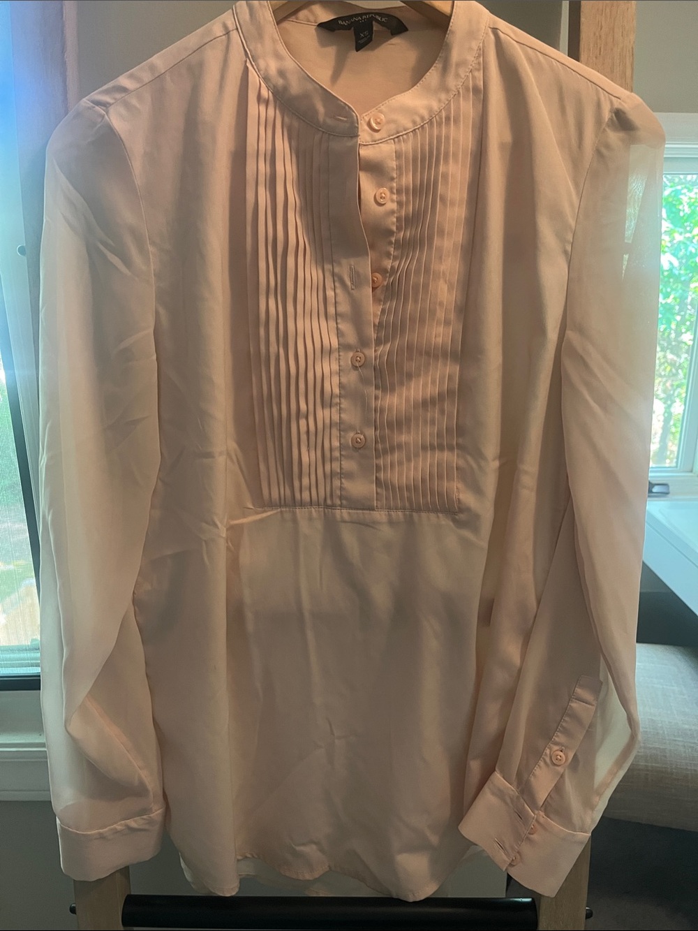 Banana Republic Light Pink Pleated Front Blouse
